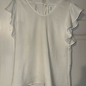Elegant White Ruffle Sleeve Top